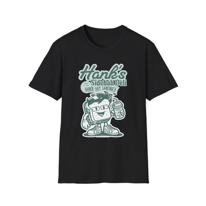 Hank's Sidebah Deli, Karen Read Trial Humor Unisex Softstyle Tee