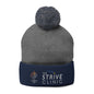 Embroidered Pom-Pom Knit Cap — The Strive Clinic Logo Beanie