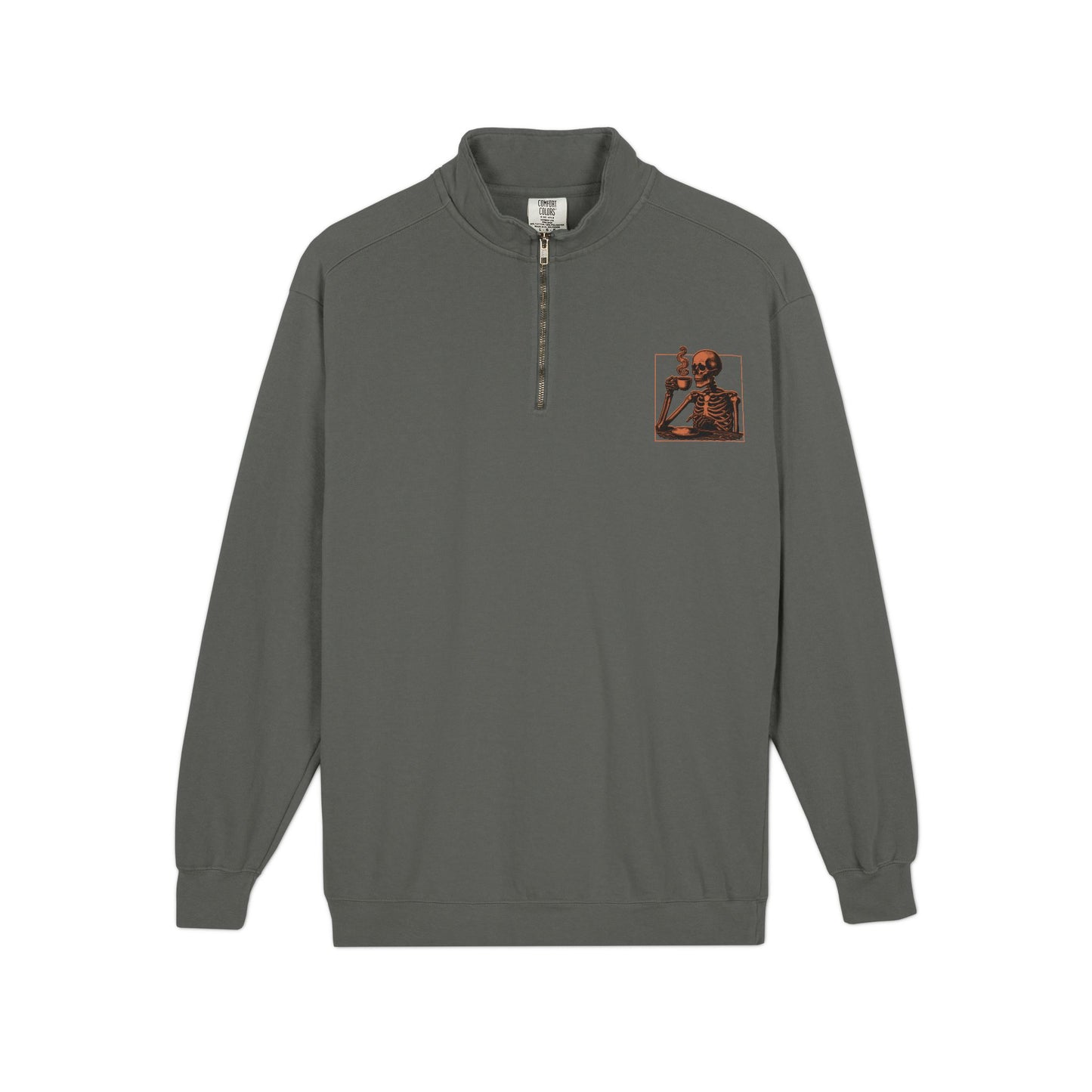 Death Before Decaf Quarter-Zip Sweatshirt — Vintage Coastline Coffee Lover