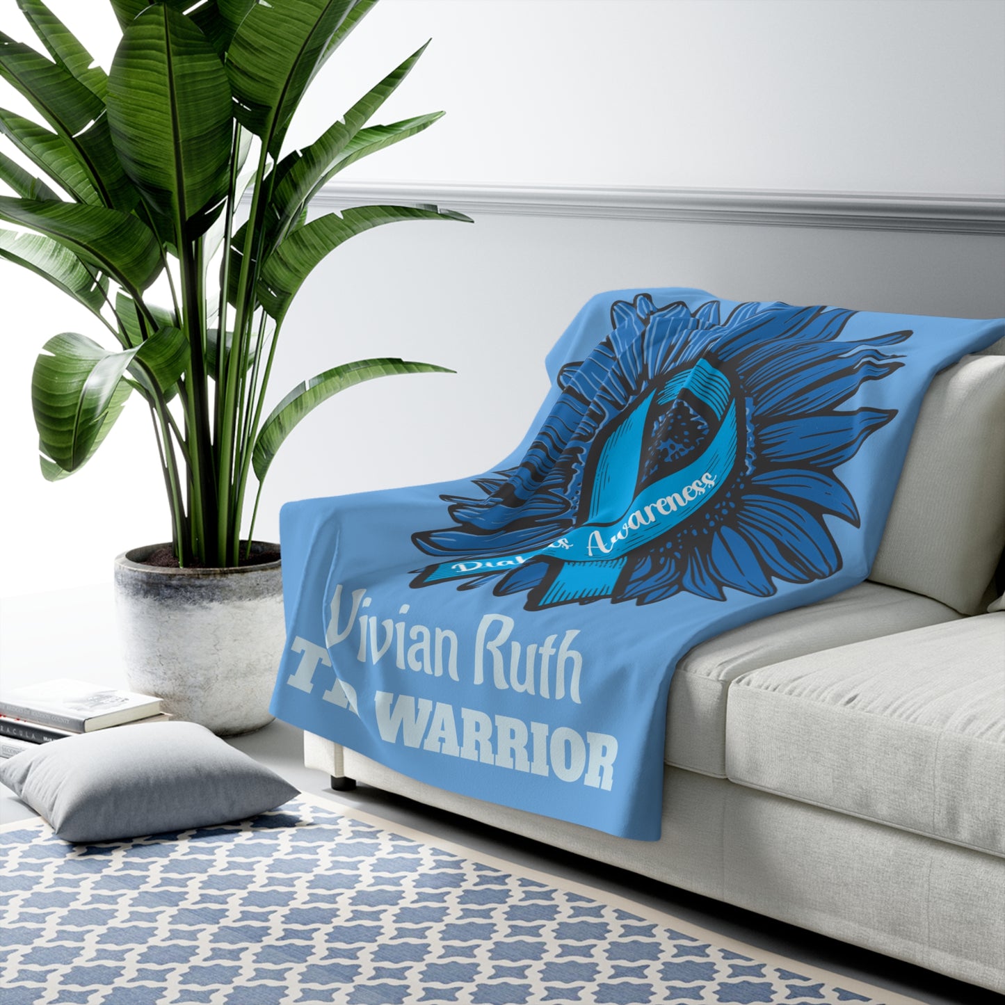 Personalized T1D Warrior Sherpa Fleece Blanket