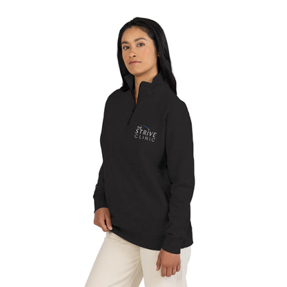Black Cotton Heritage Embroidered Quarte Zip Fleece Pullover