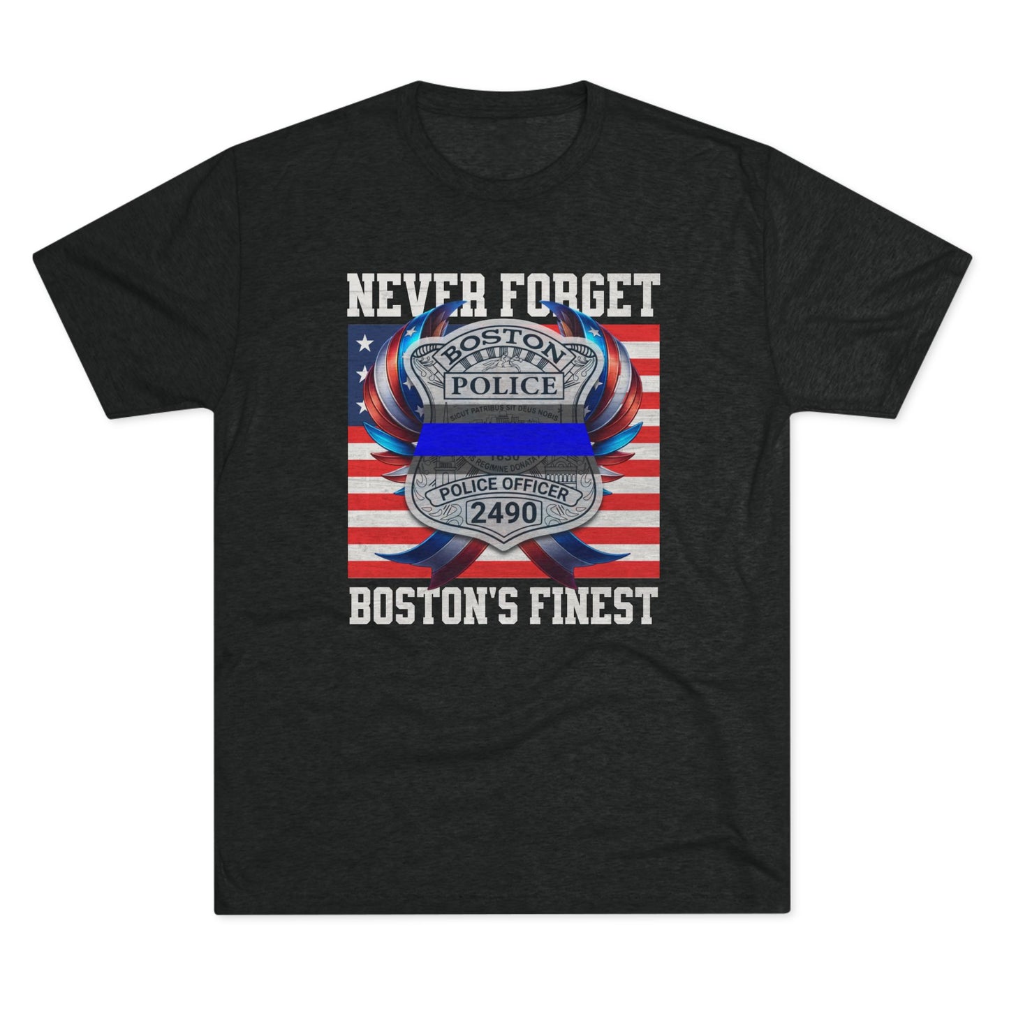 Justice for John OKeefe Tri-Blend Crew Tee, Free Karen Read Shirt, Boston Police Shield Tshirt, Badge 2490 Support Badge Design