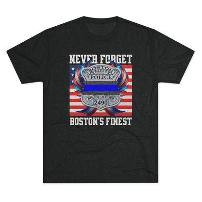 Justice for John OKeefe Tri-Blend Crew Tee, Free Karen Read Shirt, Boston Police Shield Tshirt, Badge 2490 Support Badge Design