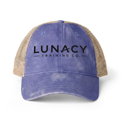 Washed Mesh-Back Ponytail Hat with Black LUNACY embroidery