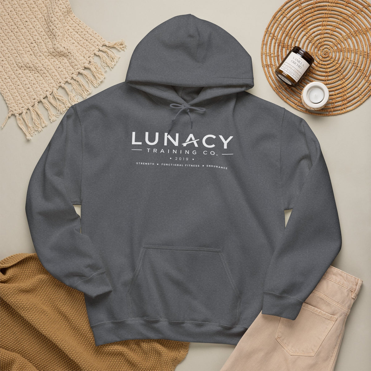 Gildan Linear Logo Hoodie — Front Print