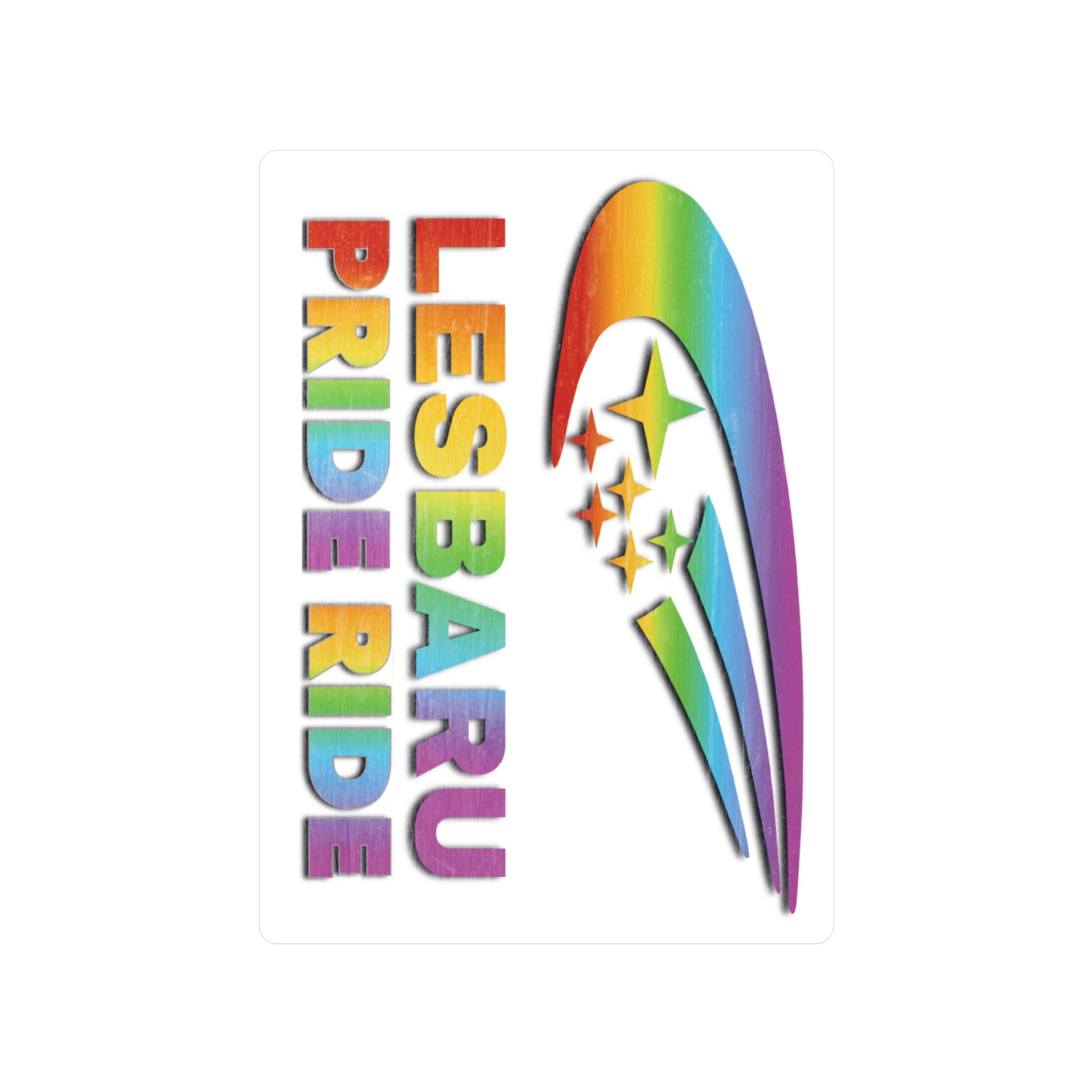 Lesbaru Pride Ride Vinyl Sticker, Subaru Enthusiasts, Outdoor Use, Kiss-Cut Vinyl Decal, Car Decal, Bumper Sticker, Water Resistant