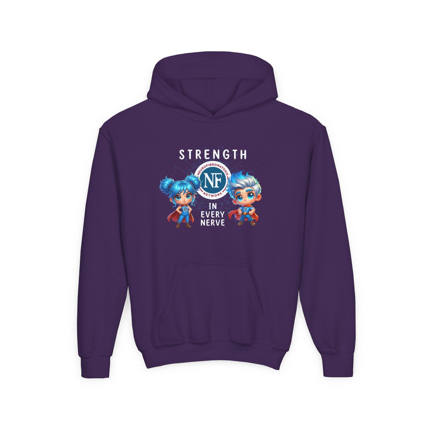 "Strength in Every Nerve" Cartoon Kids Hooded Sweatshirt