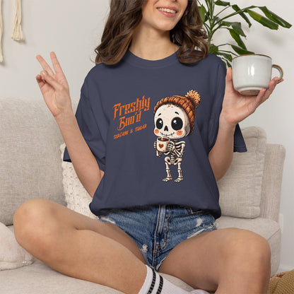 Cute Skeleton “Freshly Boo’d Coffee” Halloween T-Shirt