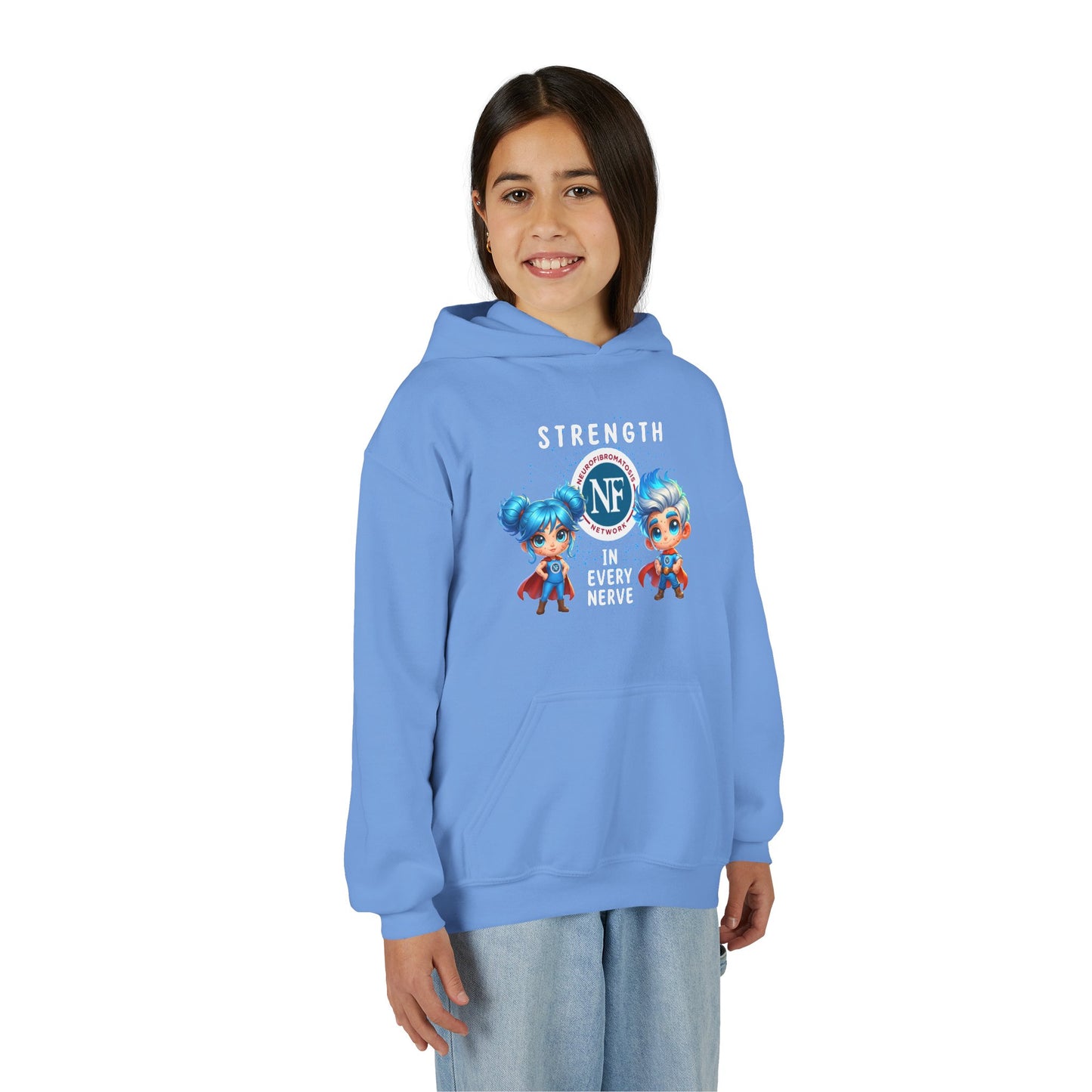 "Strength in Every Nerve" Cartoon Kids Hooded Sweatshirt