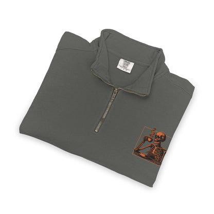 Death Before Decaf Quarter-Zip Sweatshirt — Vintage Coastline Coffee Lover
