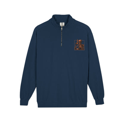 Death Before Decaf Quarter-Zip Sweatshirt — Vintage Coastline Coffee Lover
