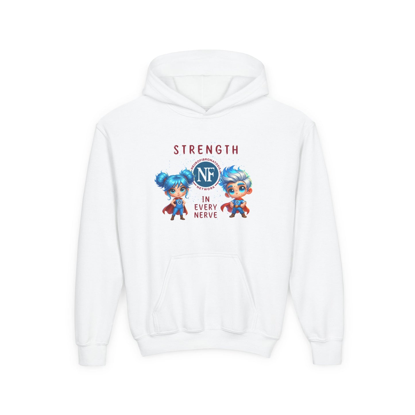 "Strength in Every Nerve" Cartoon Kids Hooded Sweatshirt