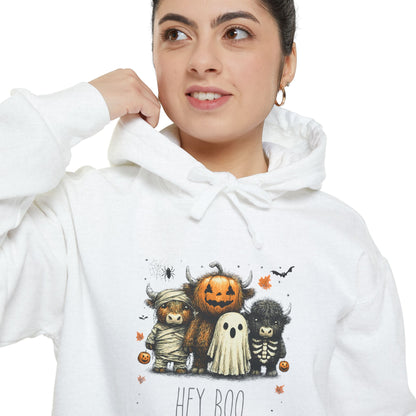 Highland Cow Halloween Hoodie, Comfort Colors 1567 Unisex Garment-Dyed Sweatshirt, Cute Costume Cow, Cozy Fall Hoodie