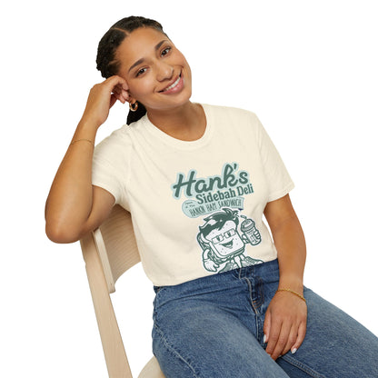 Hank's Sidebah Deli, Karen Read Trial Humor Unisex Softstyle Tee