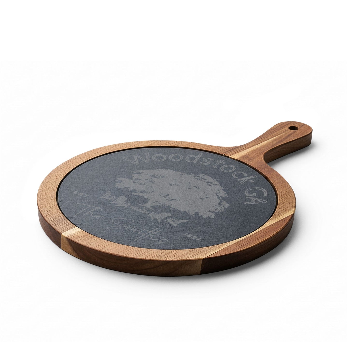 Woodstock Personalized Bamboo Board with Slate Inlay & Cheese Knives