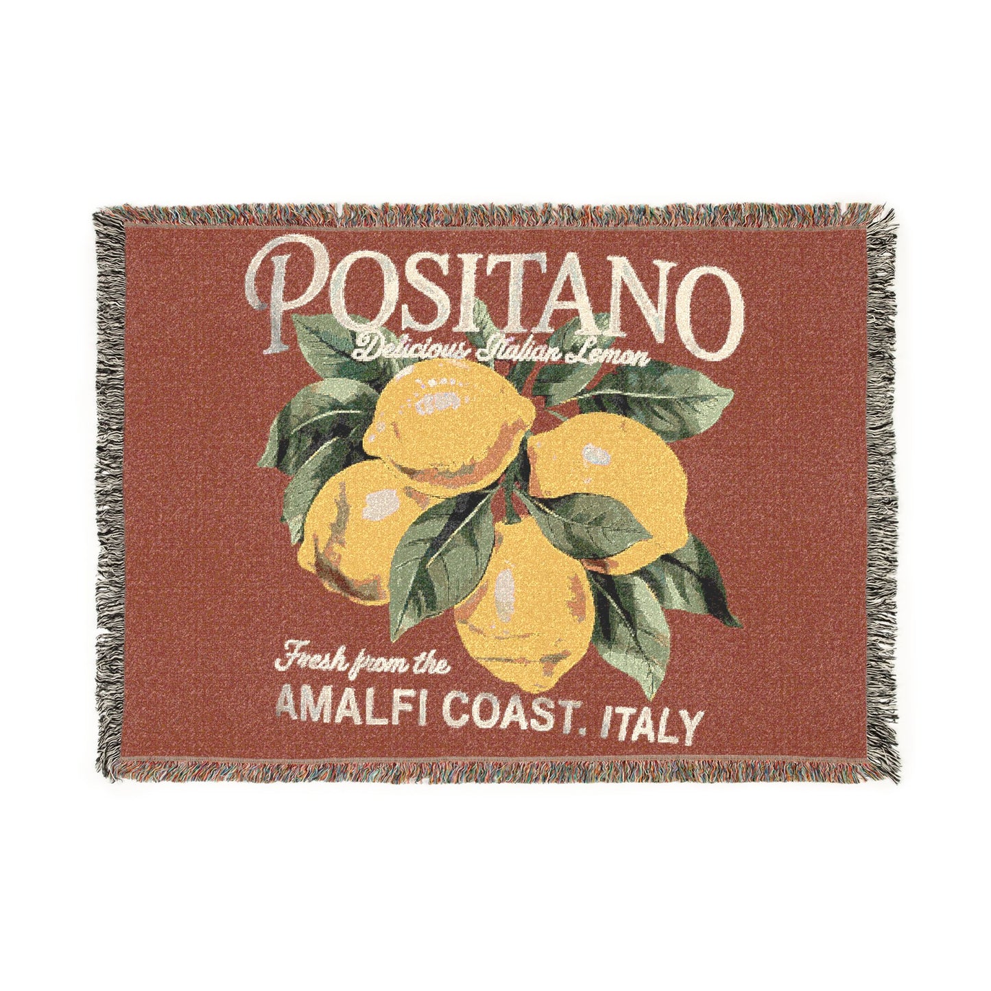 Positano Amalfi Coast Lemon Woven Blanket — Italian Citrus Throw