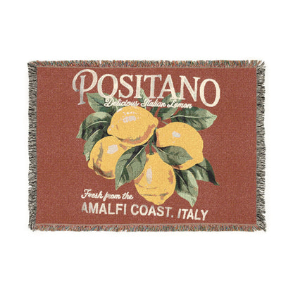 Positano Amalfi Coast Lemon Woven Blanket — Italian Citrus Throw