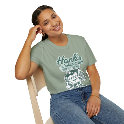 Hank's Sidebah Deli, Karen Read Trial Humor Unisex Softstyle Tee