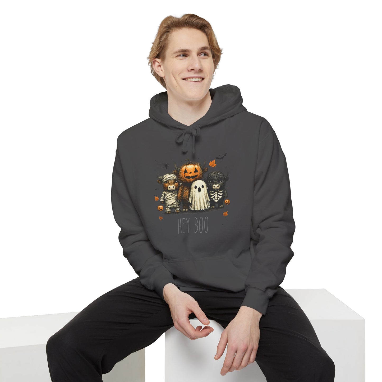 Highland Cow Halloween Hoodie, Comfort Colors 1567 Unisex Garment-Dyed Sweatshirt, Cute Costume Cow, Cozy Fall Hoodie