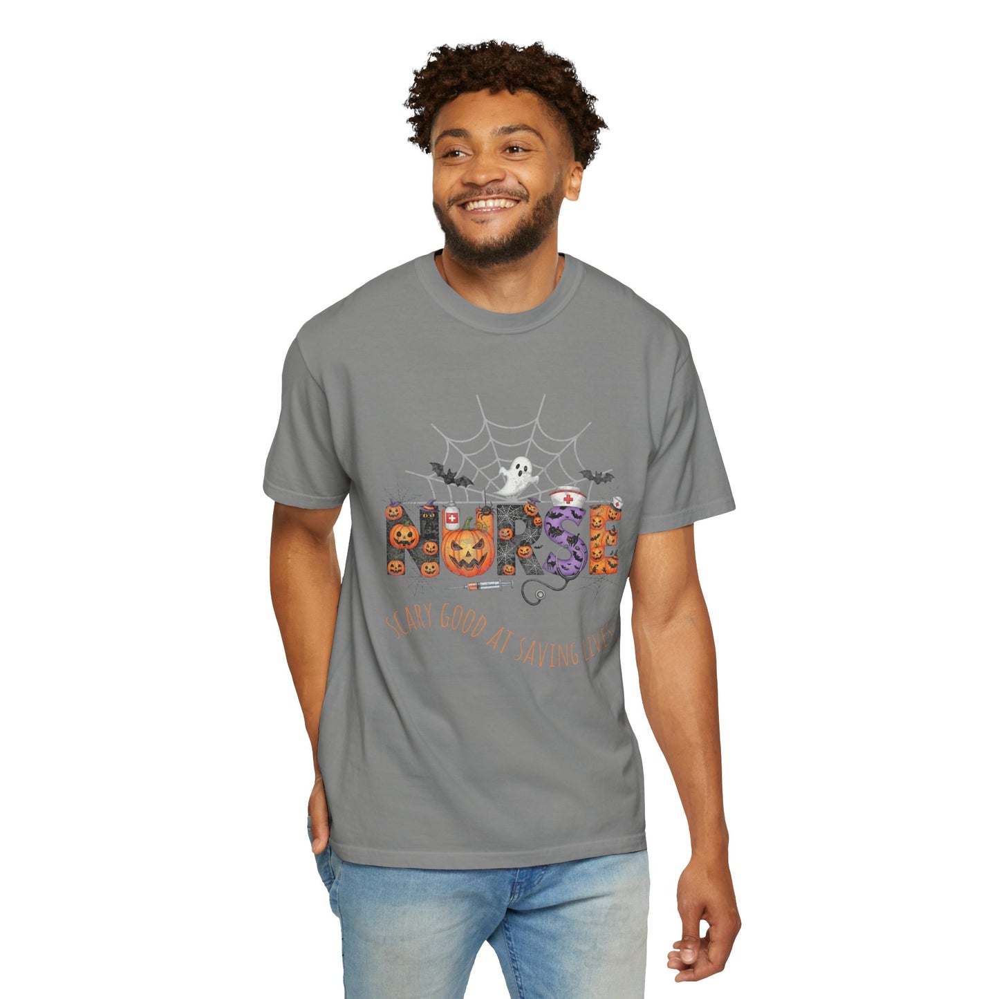 Halloween Nurse RN Garment Dyed Tee