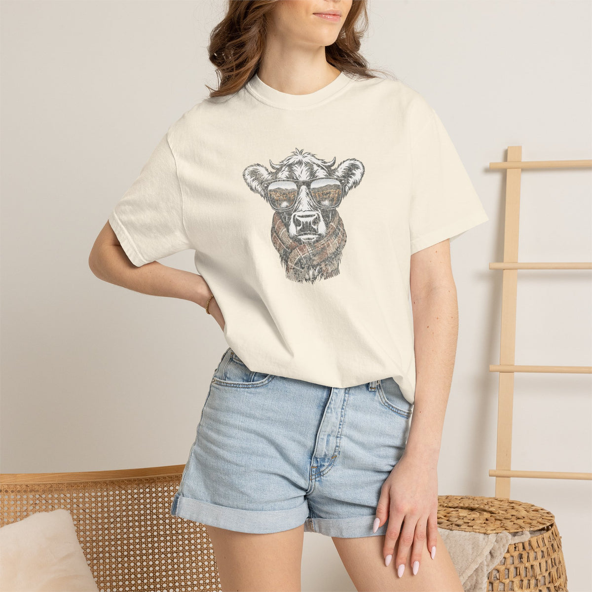 Rustic Fall Cow Cozy Tee