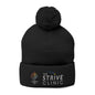 Embroidered Pom-Pom Knit Cap — The Strive Clinic Logo Beanie