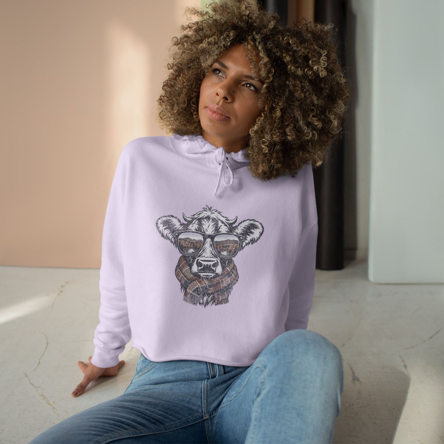 Fall Season Cow Crop Hoodie