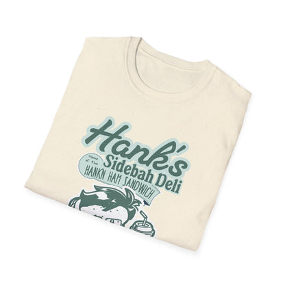 Hank's Sidebah Deli, Karen Read Trial Humor Unisex Softstyle Tee