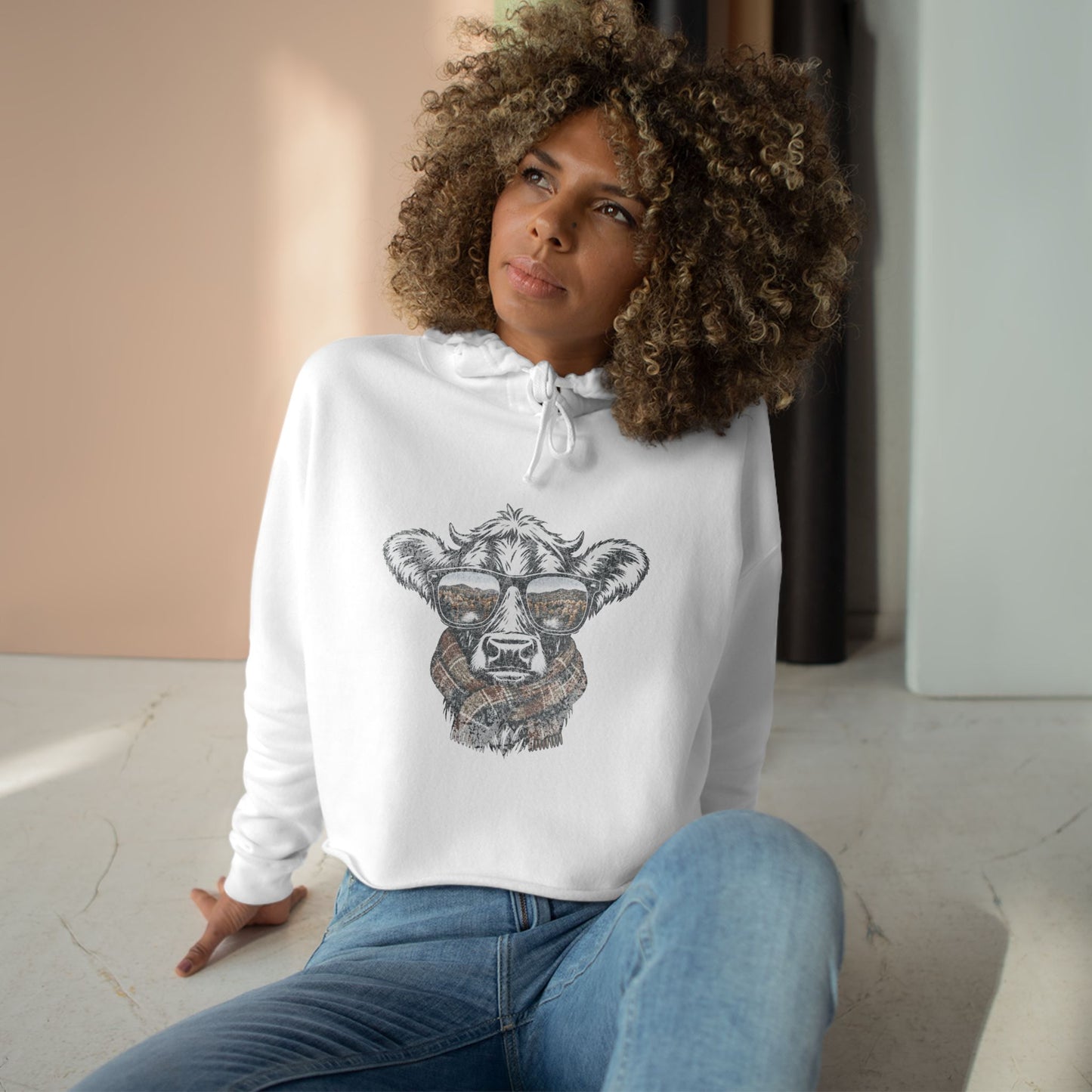 Fall Season Cow Crop Hoodie