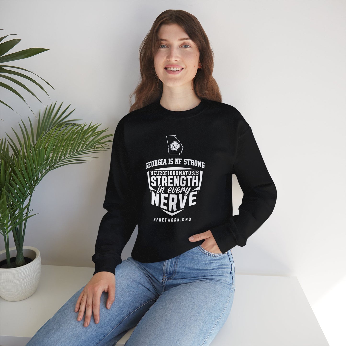 Crewneck Sweatshirt — "Strength in Every Nerve" Georgia Neurofibromatosis Awareness