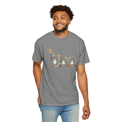 Rustic Unisex Garment-Dyed Boo T-Shirt for Fall