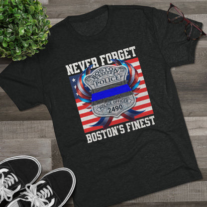 Justice for John OKeefe Tri-Blend Crew Tee, Free Karen Read Shirt, Boston Police Shield Tshirt, Badge 2490 Support Badge Design