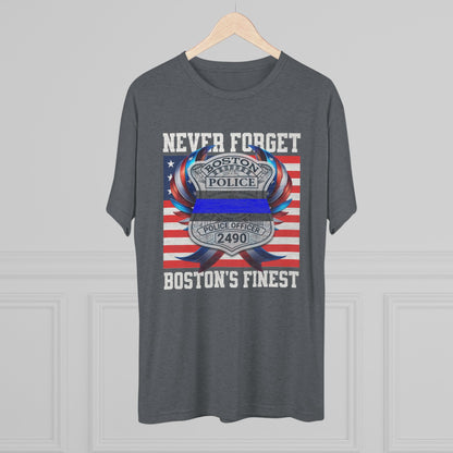Justice for John OKeefe Tri-Blend Crew Tee, Free Karen Read Shirt, Boston Police Shield Tshirt, Badge 2490 Support Badge Design