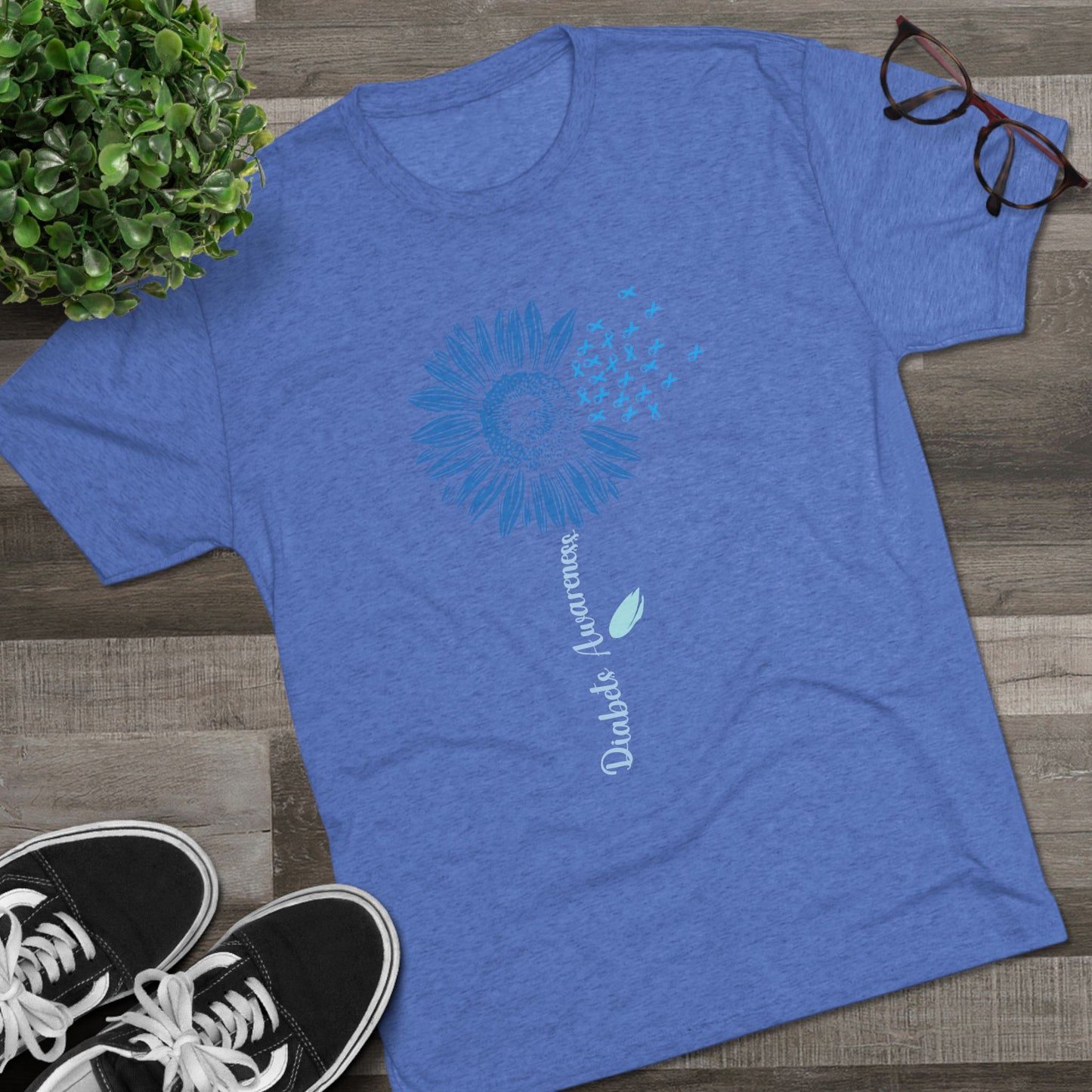 T1D Awareness Sunflower Tee — Front & Back Diabetes Support Shirt