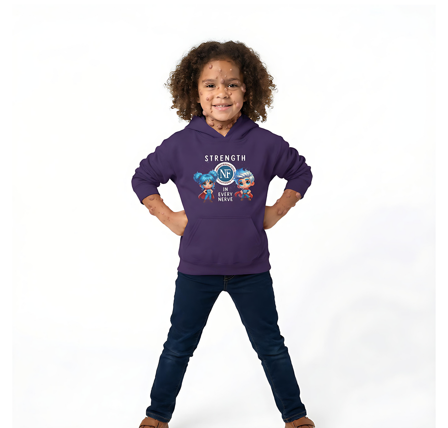"Strength in Every Nerve" Cartoon Kids Hooded Sweatshirt