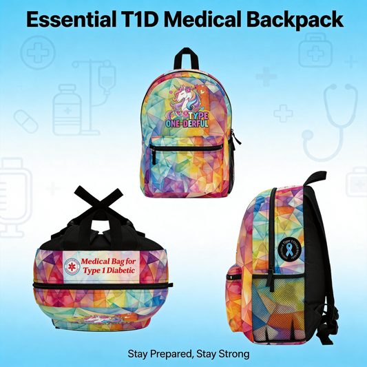 T1D Medical Backpack — Rainbow Unicorn Travel Bag