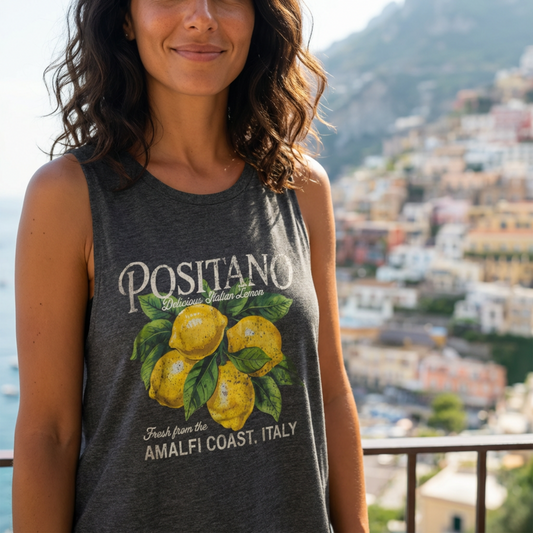 Positano Lemon Crop Top — Amalfi Coast Graphic Tank