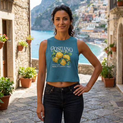 Positano Lemon Crop Top — Amalfi Coast Graphic Tank