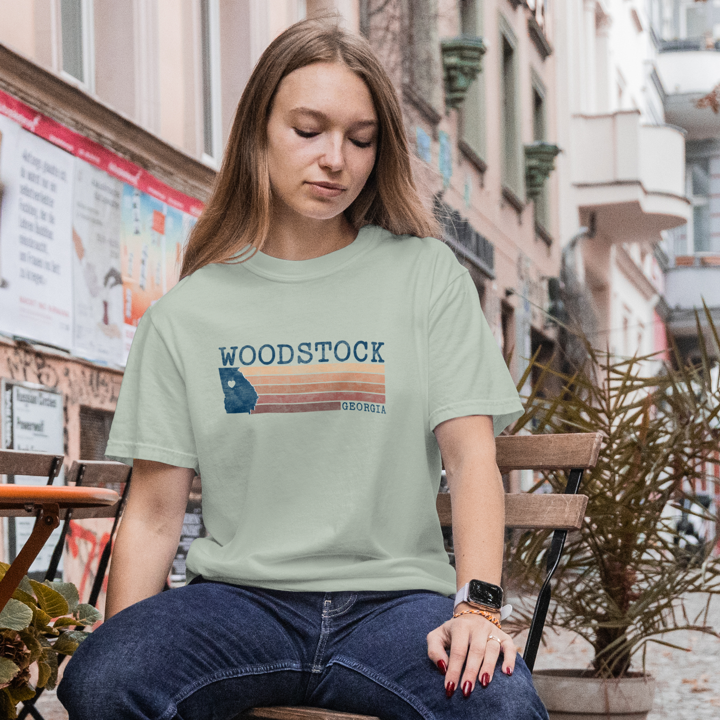 Woodstock Georgia Boho "Band of Colors" T-Shirt