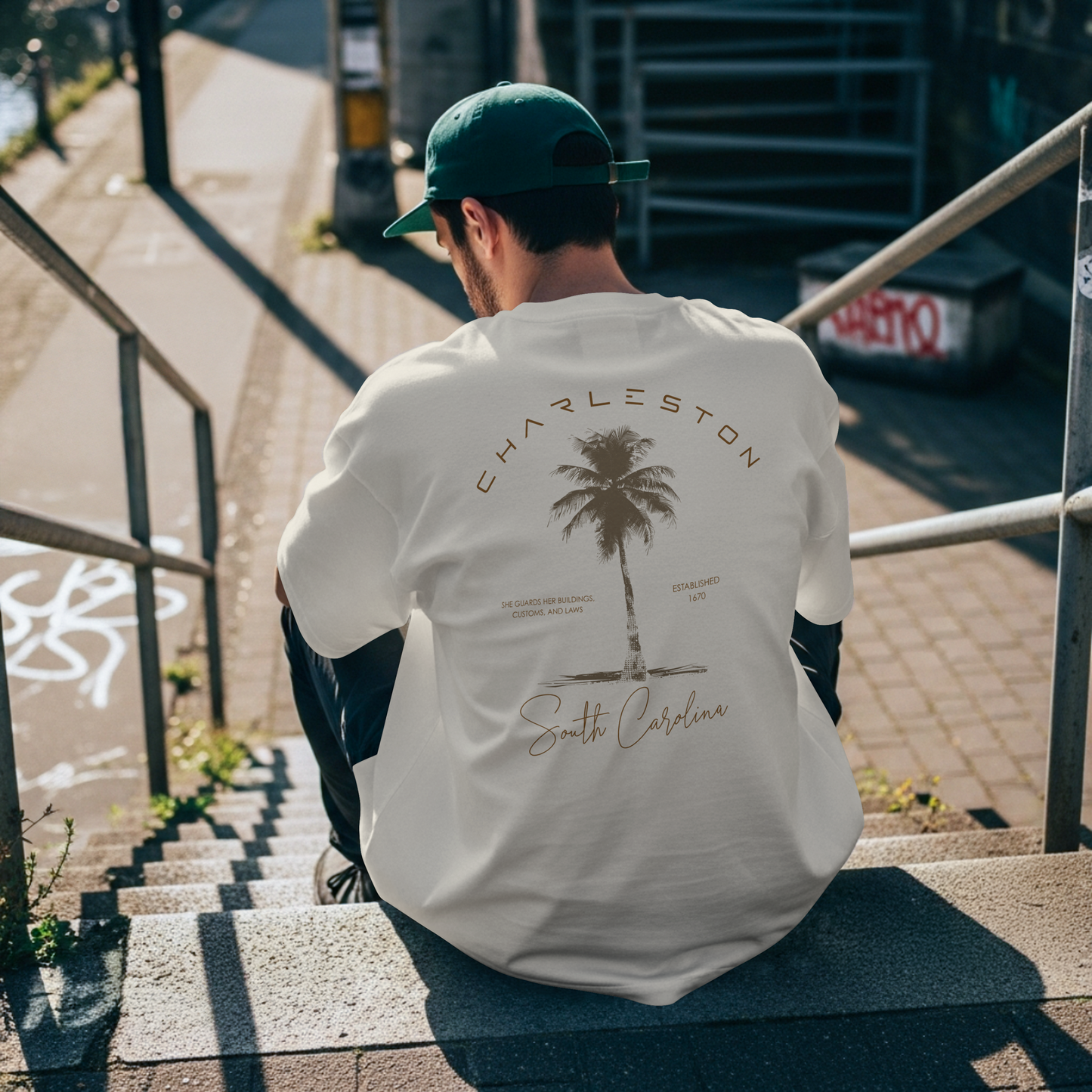 Charleston Palm Tree Tee  - Coastal Graphic T-Shirt