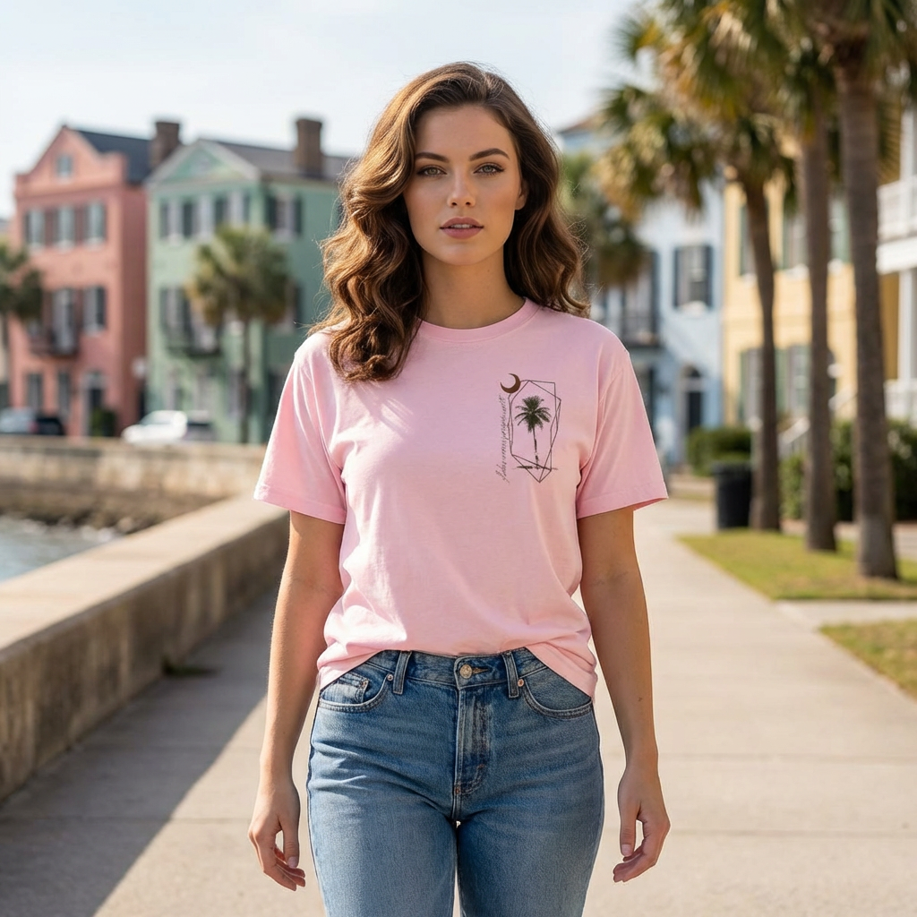 Charleston Palm Tree Tee  - Coastal Graphic T-Shirt