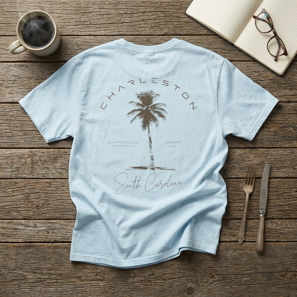 Charleston Palm Tree Tee  - Coastal Graphic T-Shirt