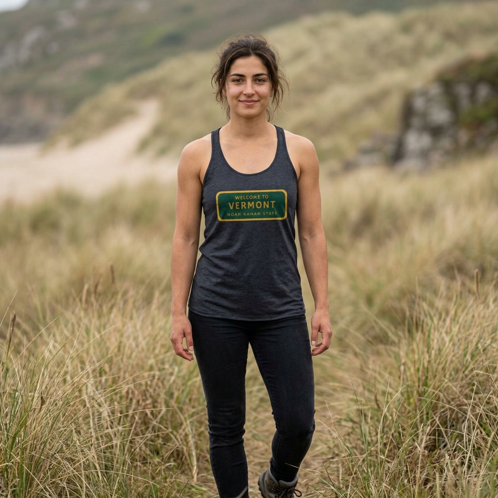 Vermont Welcome Sign Racerback Tank