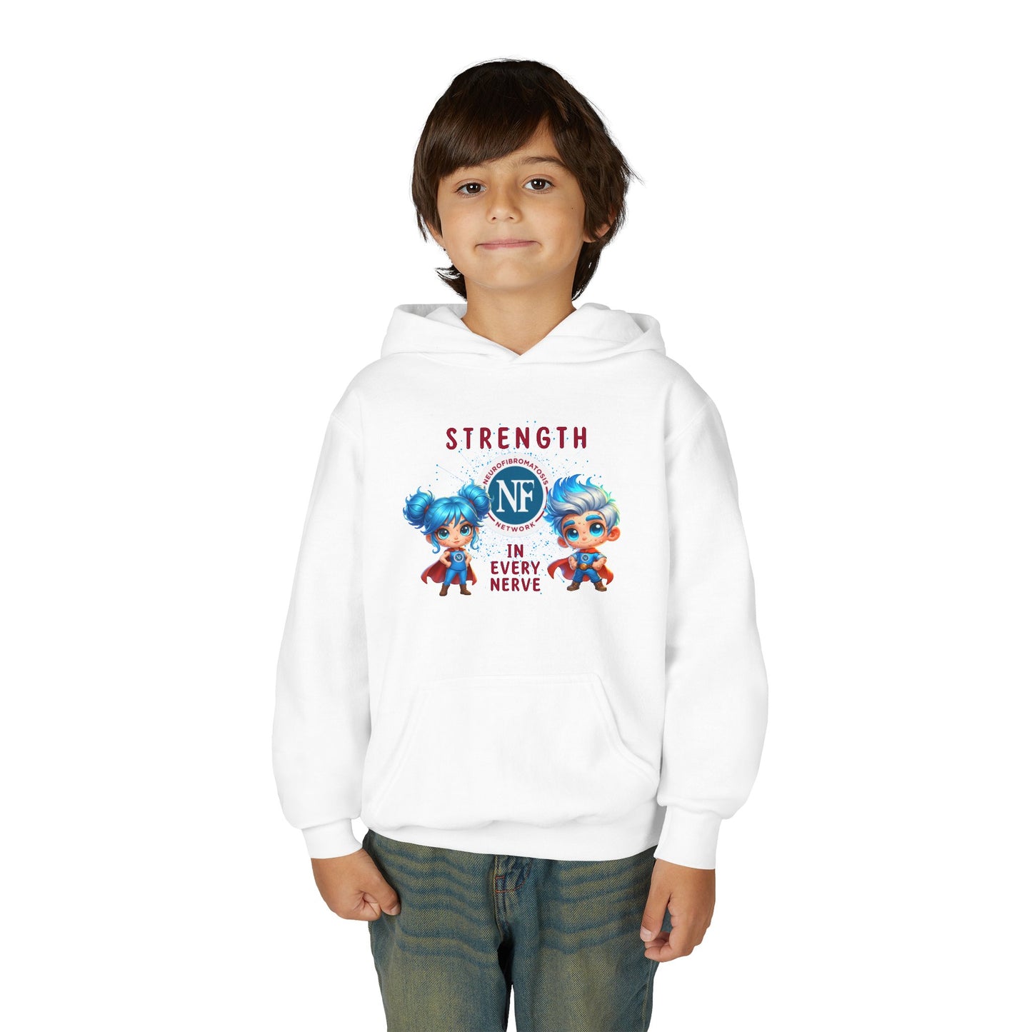"Strength in Every Nerve" Cartoon Kids Hooded Sweatshirt
