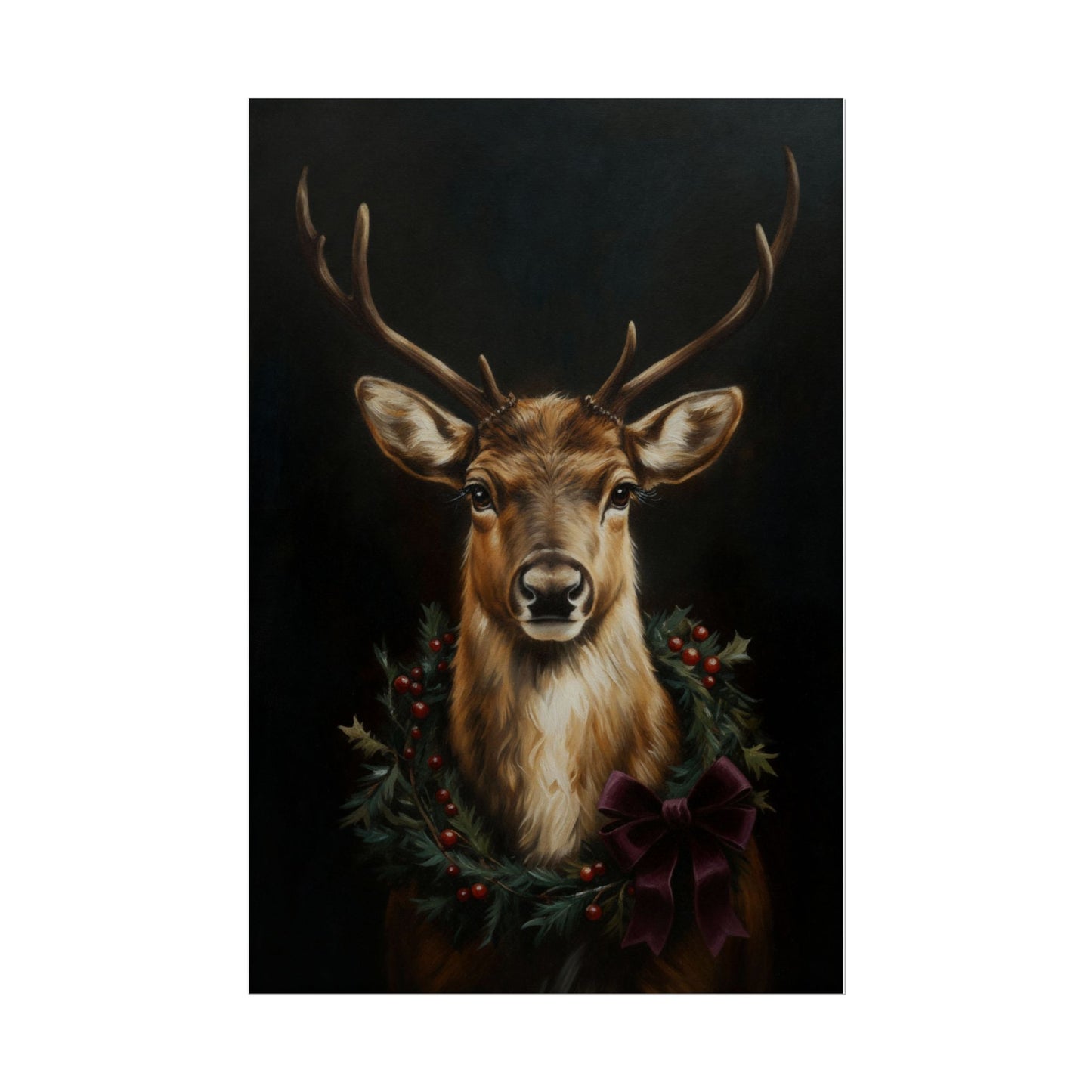 Deer Wreath Poster Print