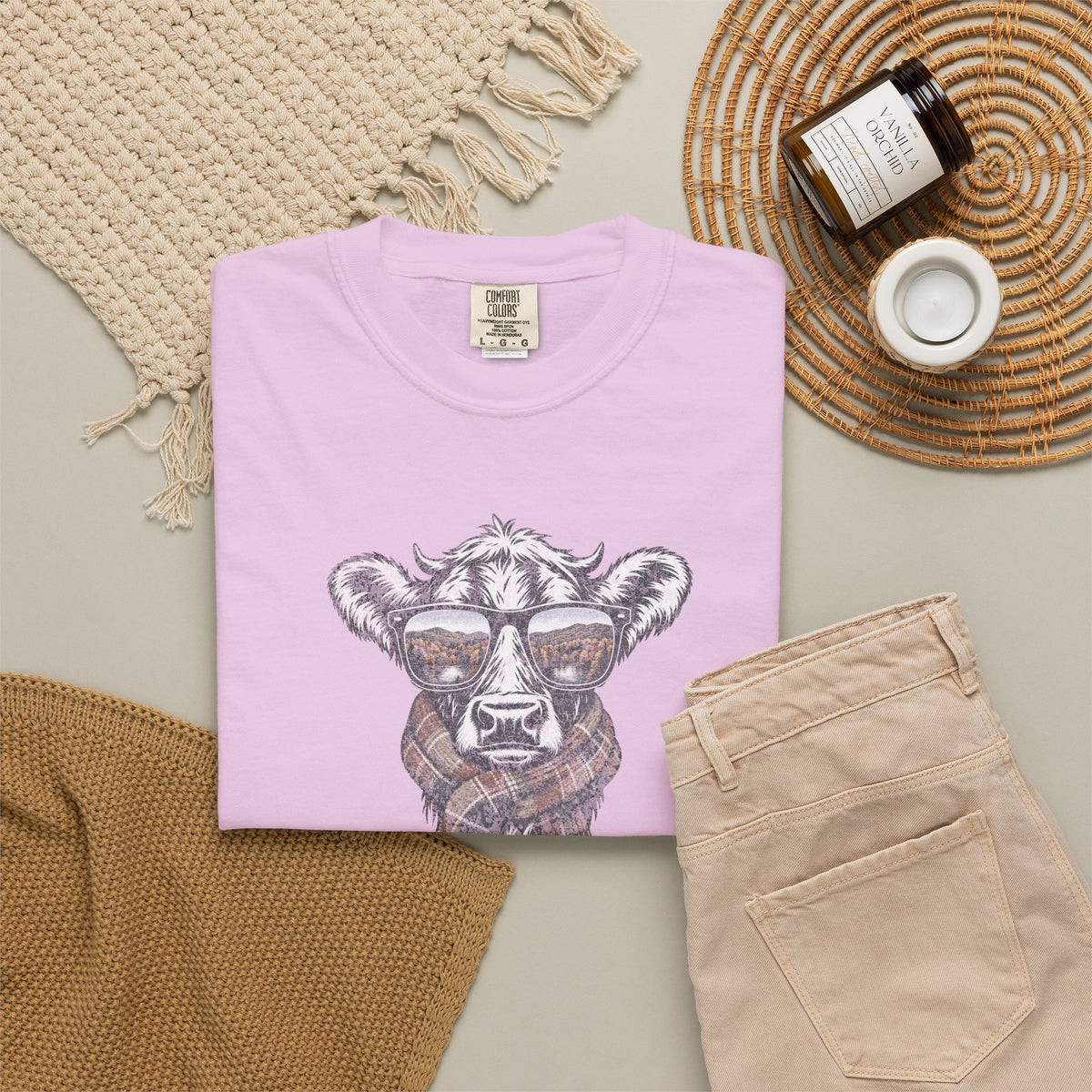 Rustic Fall Cow Cozy Tee