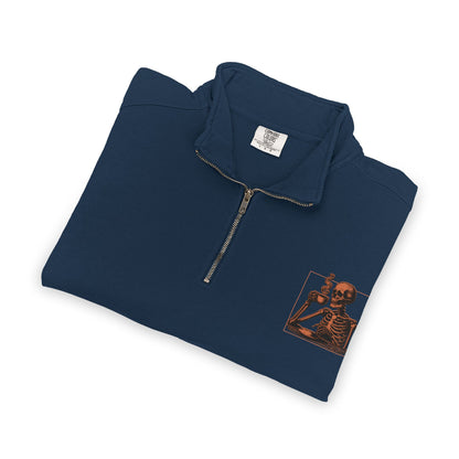 Death Before Decaf Quarter-Zip Sweatshirt — Vintage Coastline Coffee Lover