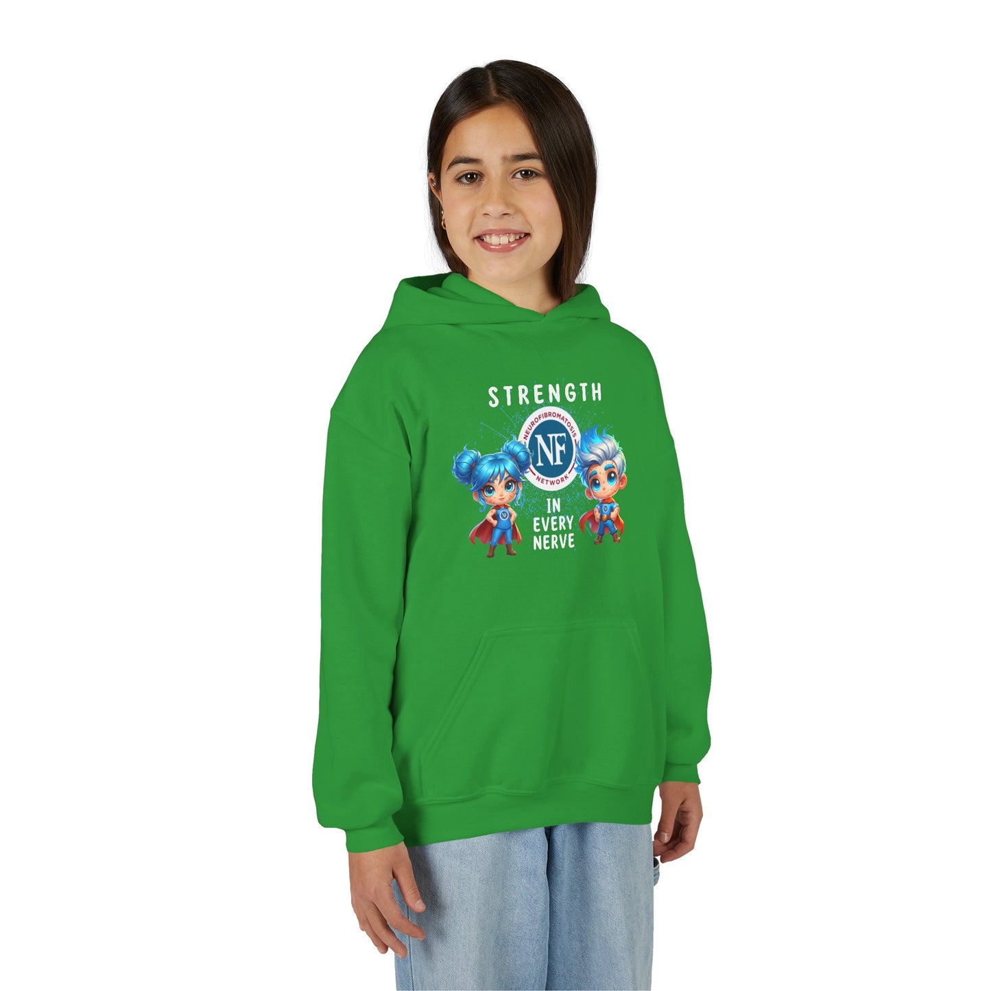 "Strength in Every Nerve" Cartoon Kids Hooded Sweatshirt