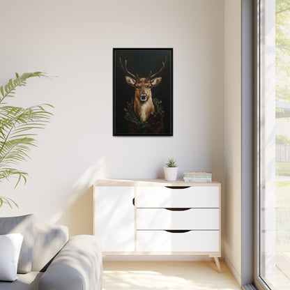 Framed Deer and Wreath Canvas Print