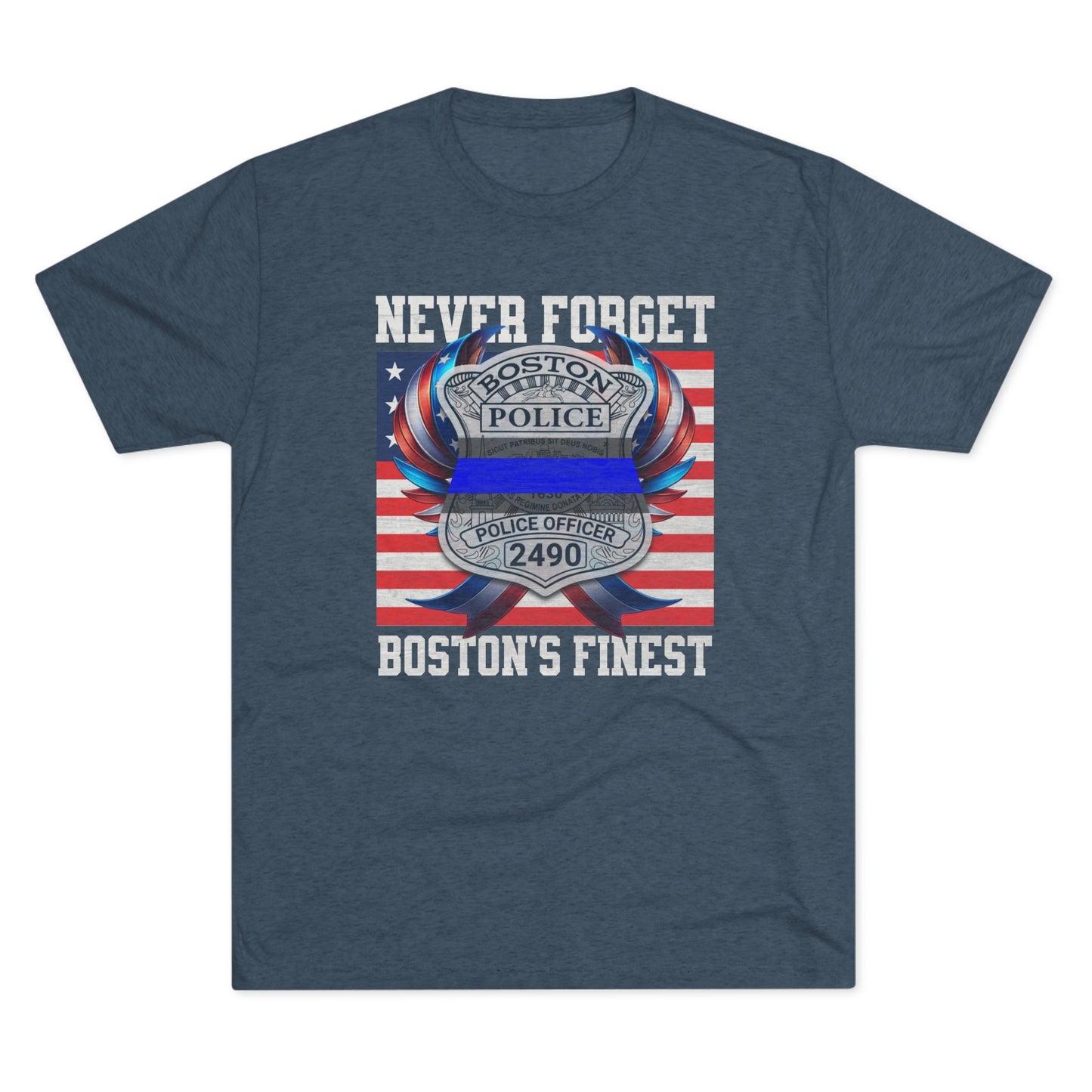Justice for John OKeefe Tri-Blend Crew Tee, Free Karen Read Shirt, Boston Police Shield Tshirt, Badge 2490 Support Badge Design
